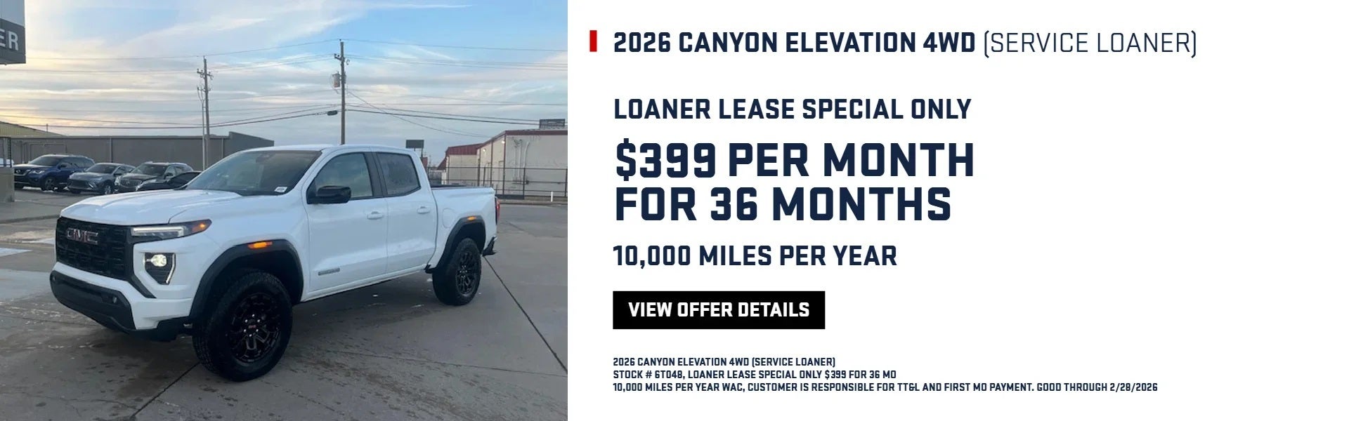 $399 Per Month for 36 Months for 2026 Canyon Elevation